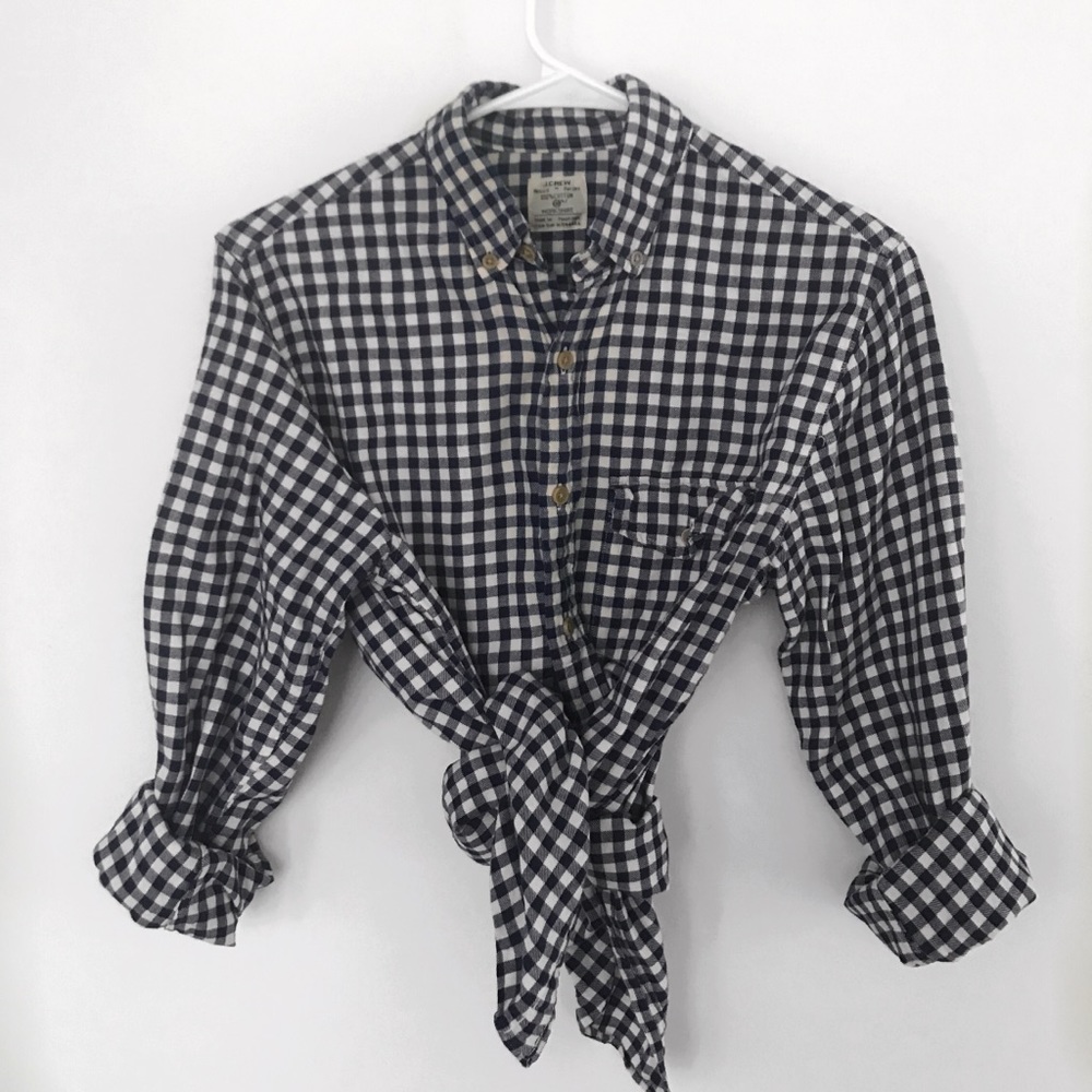 J crew workshirt blue and white